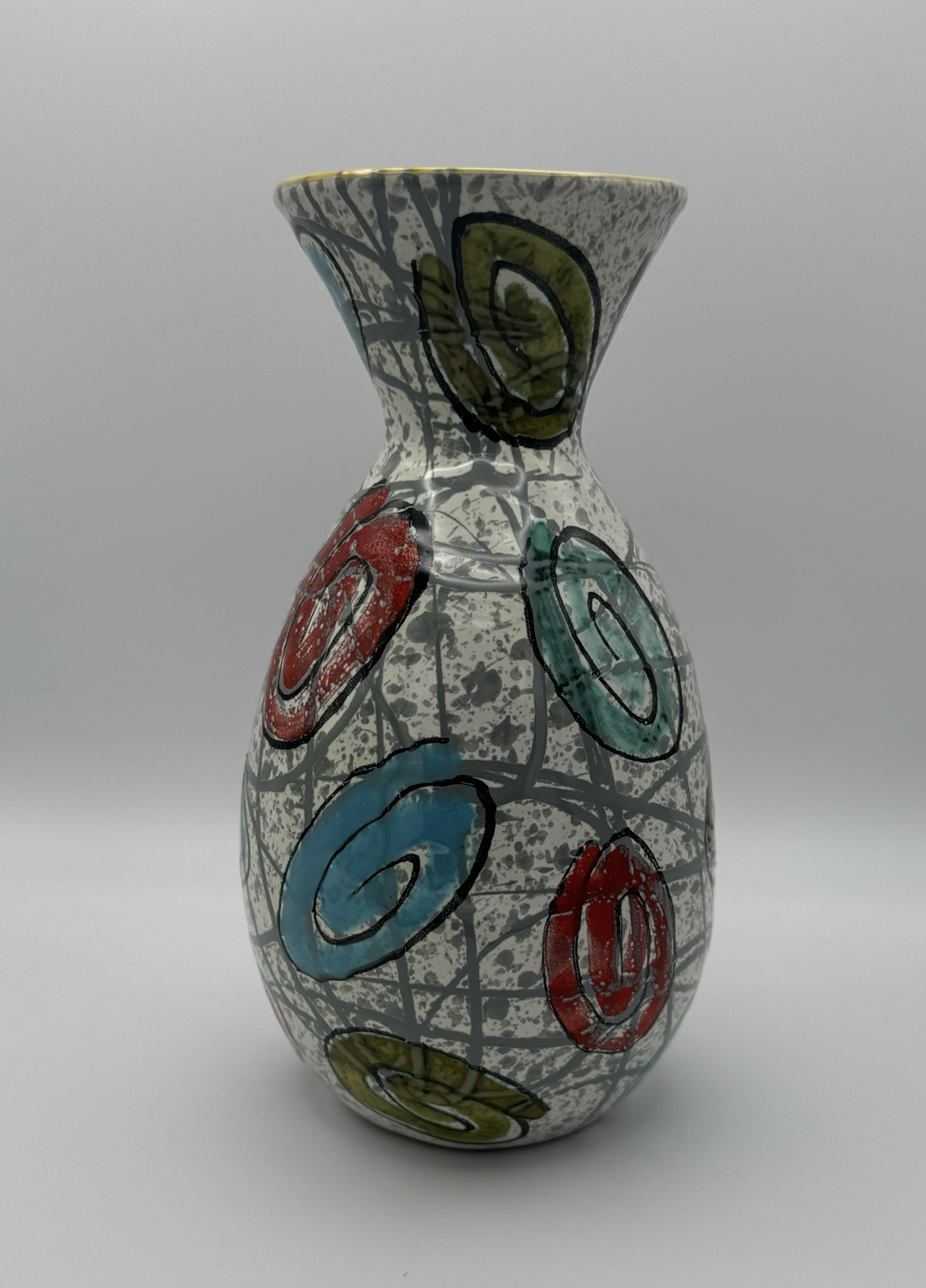 Fratelli Fanciullacci Italian Pottery Art Vase — Swirl & Stripe Design