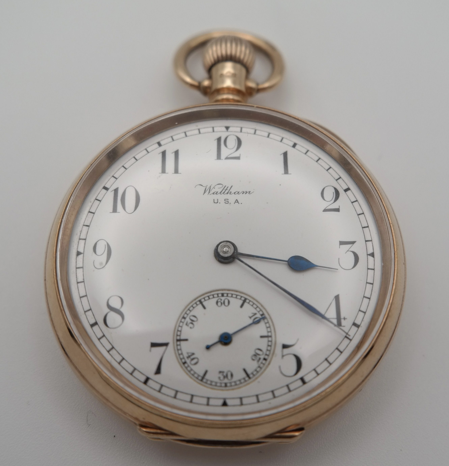 Waltham Half Hunter Pocket Watch — 1920s — 9ct Gold — Birmingham Hallmarked — Fully Working — Antique Timepiece
